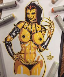 2d big_breasts black_lips curvy d'vorah female insect_girl insect_humanoid mortal_kombat nipples nude traditional_media_(artwork)