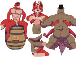 2021 2boys animatronic anthro anthro_only ass ass_focus backsack balls barrel bear big_pecs black_nose brown_body brown_fur cum cum_in_ass cum_in_face cum_inside cum_on_leg cum_on_tail cumshot elpiratalaxmi five_nights_at_freddy's fox fox_tail foxy_(fnaf) freddy_(fnaf) fur furry furry_only gay grabbing_from_behind hi_res licking licking_balls long_tongue male_only muscular muscular_male nipples open_mouth penis penis_in_face red_body red_fur saliva saliva_drip saliva_on_balls sharp_teeth short_tail simple_background sitting sitting_on_barbell smile tail thick_penis video_games white_background yaoi yellow_eyes