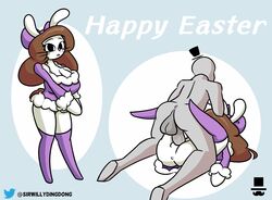 big_balls big_breasts breasts bunny busty clothed easter holidays mating_press original_character rabbit sirwillydingdong