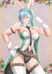 1girls abs absurdres animal_ears bare_shoulders bare_thighs belt biceps big_breasts blue_eyes blue_hair breasts bunny_ears bunny_girl bunnysuit dedenee_(artist) echidna_(fire_emblem) fire_emblem fire_emblem:_the_binding_blade flexing gloves grin hair_between_eyes highres light_blue_hair medium_hair muscular muscular_female necktie nintendo playboy_bunny pose rabbit_ears rinku_bny silver_hair smile solo thighhighs thighs tomboy