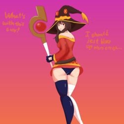 ass black_panties kono_subarashii_sekai_ni_shukufuku_wo! looking_at_viewer looking_back megumin shoobiedoobie12 wide_hips witch_hat