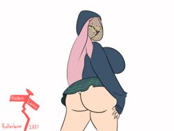 big_ass big_butt bubble_butt dbd dead_by_daylight hoodie huge_butt mask rollerlane simple_background susie_(dead_by_daylight) the_legion