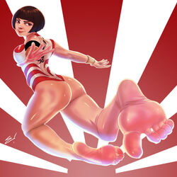 ass capcom feet female looking_back scamwich soles solo street_fighter street_fighter_v toes yamato_nadeshiko yamato_nadeshiko_(street_fighter)