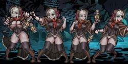 big_breasts bloodborne blue_eyes clothed crossover darkest_dungeon doll_joints lantern niur plain_doll white_hair