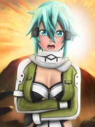 1girls angry crafted_lightning looking_at_viewer pov sinon sword_art_online tagme