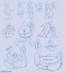 1boy inanimate_transformation male pool_toy sequence sutibaru swan transformation uncolored