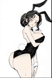 1girls big_ass black_hair blush bunny_girl canon_genderswap demon_slayer eromazun female female_only gender_transformation genderswap genderswap_(mtf) kimetsu_no_yaiba muzan_kibutsuji pale_skin red_eyes rule_63 solo tagme