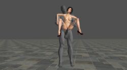 1boy 1girls 3d 3d_(artwork) ada_wong ada_wong_(adriana) angry asian asian_female black_hair female g4ill4rd holding_legs imminent_sex lifting_person male mr_x no_eyewear penis resident_evil resident_evil_2 resident_evil_2_remake sex straight struggling tyrant