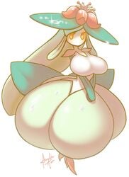 1girls acrylictoon crown droplet female female_only game_freak huge_breasts large_breasts lilligant looking_at_viewer nintendo pokémon_(species) pokemon renewal_lilligant signature simple_background solo solo_female tagme white_background yellow_eyes