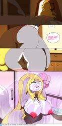 anthro ass bedroom bent_over berri big_breasts blonde_hair breasts chipmunk closed_eyes clothing comic conker's_bad_fur_day english_text female genitals ground_squirrel hair hi_res long_hair loofah mammal nude panties pussy rareware rodent sciurid shower soap solo text underwear video_games zaviel