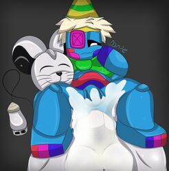 2boys anal anal_sex animatronic anthro anthro_on_anthro anthro_penetrated anthro_penetrating_anthro anthrofied anus ass balls big_balls big_penis black_nose black_sclera blue_body blue_skin bowtie button_eyes closed_eyes cum cum_in_ass cum_inside cum_on_ass cum_on_balls cum_on_body cum_on_lower_body cum_on_penis digital_media_(artwork) duo excessive_cum eyelashes flaccid flaccid_penis furry gay genitals half-closed_eyes huge_balls huge_cock huge_testicles humanoid_penis inflation legs looking_down looking_pleasured male male_only mouse mouse_(computer) naked nude original_character penetration penis penis_size_difference plushie plushtrapboyuwu rat robot rodent sex simple_background smile spread_legs stomach_bulge tail teeth testicles thick_thighs thigh_grab thighhighs thighs uncut usb wet whiskers white_body wide_hips yaoi