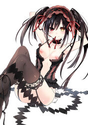 absurdres clock_eyes date_a_live female highres long_hair maid_headdress nipples nude_filter red_eyes symbol-shaped_pupils third-party_edit tokisaki_kurumi