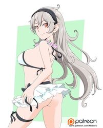 1girls alternate_costume ass bikini corrin_(fire_emblem) corrin_(fire_emblem)_(female) corrin_(summer)_(fire_emblem)_(female) female female_only fire_emblem fire_emblem_fates fire_emblem_heroes light-skinned_female light_skin long_hair nintendo noboru_revista official_alternate_costume pointy_ears red_eyes sideboob solo solo_female white_hair