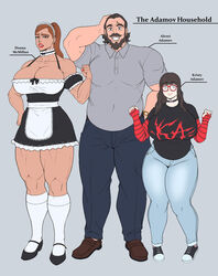 akazlime alexei_adamov belly chubby chubby_female donna_mcmillan eastwood_comics female glasses huge_breasts kristy_adamov larger_male maid maid_uniform muffin_top muscular muscular_female muscular_male nerd nerdy_female oc smaller_female thick_thighs voluptuous