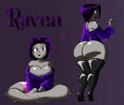 big_ass big_breasts black_lipstick brusta18 dc dc_comics edit goth purple_eyes purple_hair raven_(dc) short_hair tagme teen_titans thick_thighs zetaskully