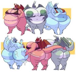 2017 3girls anthro areola ass bbw belly big_ass big_belly big_breasts big_butt blue_body breasts butt chubby chubby_female curvy_figure dat_ass digital_media_(artwork) dragon dragon_princess_i_(towergirls) dragon_princess_ii_(towergirls) dragon_princess_iii_(towergirls) fat fat_ass fat_butt fat_female fat_fur female gigantic_ass gigantic_butt green_areola green_body green_nipples hand_on_belly hand_on_stomach horn huge_ass huge_breasts huge_butt hyper hyper_ass hyper_breasts hyper_butt massive_ass massive_breasts massive_butt nipples overweight overweight_female red_body scalie simple_background slap slapping_ass slapping_butt solo sweatpants_(artist) thick_thighs towergirls western_dragon wide_hips wings