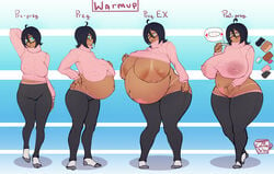 1girls areolae big_breasts breast_expansion breasts coffeeslice female female_only huge_belly huge_breasts lactation large_breasts milk nipples pregnant ready_to_pop warmup_(coffeeslice)