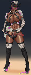 big_breasts big_penis dark-skinned_futanari dark_skin futanari high_heel_boots high_heels muscular_futanari neolemus platform_heels presenting_penis solo standing uff