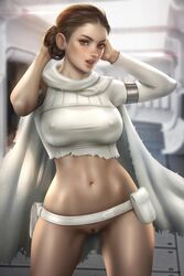 1girls actress areolae attack_of_the_clones ayyasap big_breasts blush blushing bottomless breasts celebrity cute erect_nipples female female_only fit half-dressed half_naked innie_pussy looking_at_viewer musician natalie_portman nipple_bulge padme_amidala pokies pussy real_person realistic shaved_pussy star_wars thick vagina wide_hips