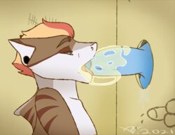 animated anthro bathroom blue_eyes bodily_fluids breasts brown_body brown_fur canid canine canis cum cum_in_mouth cum_inside cum_on_face cum_on_penis deep_throat digital_media_(artwork) dorsal_fin duo ear_piercing erection fellatio female female_penetrated fin fish fur genital_fluids genitals glory_hole graffiti hair hands-free hybrid littlelionman loop male male/female male_penetrating male_penetrating_female mammal marine nipples nude open_mouth oral oral_penetration oral_sex penetration penile penis piercing public_restroom restroom_stall saliva saliva_string saliva_trail sex shark short_hair short_playtime tally_marks throat_bulge tongue tongue_out white_body