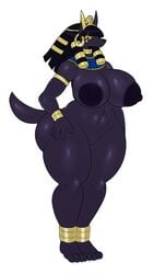 1girls 2019 5_fingers absurd_res anthro anubian_jackal anubis areola areolae big_ass big_breasts big_nipples big_thighs black_eyes black_nose bracelet breasts dark_skin dog_tail earrings edit egyptian egyptian_mythology eyebrows_visible_through_hair eyeshadow female fur furry furry_only gold_(metal) gold_jewelry highres jewelry looking_at_viewer naked necklace nipples nude pussy ratoncillo simple_background simple_shading snake_hair_ornament sssonic2 tail thick_thighs white_background wide_hips yellow_sclera