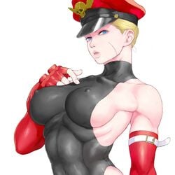 1girls big_breasts cammy_white clothed_female female female_focus female_only long_hair nipples nipples_visible_through_clothing shu-mai solo solo_female solo_focus street_fighter