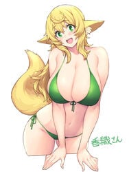 1girls big_breasts blonde_hair green_eyes highres kaori_(whooosaku) original solo_female swimsuit tagme whooosaku