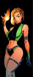 abbey_chase blonde_hair danger_girl drawingthings12 edit green_eyes gun j_scott_campbell screenshot_edit swimsuit