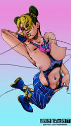 1girls 3d 3d_(artwork) armpits blender breasts exposed_breasts female female_only green_hair green_lipstick jojo's_bizarre_adventure jolyne_kujo naanbeat nipples partially_clothed pinching_nipples sexy_armpits stand_(jjba) stone_free stone_ocean tagme topless