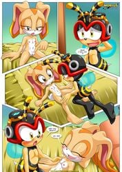 1boy 1girls 5_toes a_new_play_(comic) bbmbbf bed bedroom blush breasts charmy_bee comic cream_the_rabbit feet female male mobius_unleashed nude palcomix penis pussy sega small_breasts sonic_(series) sonic_the_hedgehog_(series)