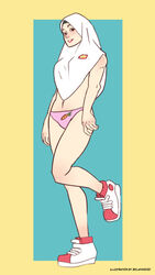 1girls bolapistarize female hijab mostly_nude panties shoes