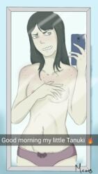 black_hair breasts eizouken_ni_wa_te_wo_dasu_na! female freckles keep_your_hands_off_eizouken mirror mirror_selfie sayaka_kanamori small_breasts thin
