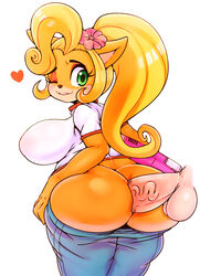 alternate_breast_size anal anthro ass big_ass breasts clothing coco_bandicoot computer crash_(series) electronics female insertion laptop male matospectoru penis sex shirt