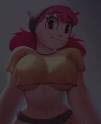 1girls animated beanie black_panties breasts crop_top facial_mark female female_only huge_breasts music navel no_pants original panties pink_eyes pink_hair saymanart sound tagme underboob underwear video vinyl_(saymanart) wide_hips