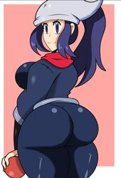 1girls akari_(pokemon) ass big_ass big_breasts blue_eyes blue_hair breasts female_protagonist pokeball pokemon pokemon_legends:_arceus shingattai thick_thighs thighs tight_clothing