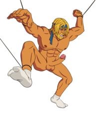 axel axel_stone blonde_hair bondage male penis socks solo solo_male streets_of_rage streets_of_rage_4 tied_up white_socks