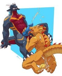 2boys anthro anus ass ball_fondling balls bodily_fluids bunsen chip_'n_dale_rescue_rangers cum cum_in_ass cum_in_mouth cum_inside cum_leaking cum_on_balls cum_on_body cum_on_face cum_on_perineum cumshot disney dragon dtz_(cdrr) duo ejaculation erection fondling gay genital_fluids genitals hi_res knot licking male male/male male_only musclegut negger nubbed_penis nude oral paws penile penis penis_lick perineum ridged_penis scalie sex tongue tongue_out western_dragon yaoi