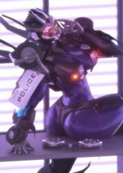 1girls 3d alien alien_girl ass barricade barricade_(character) barricade_(transformers) big_ass big_breasts big_butt black_lips black_lipstick black_panties breasts busty butt female female_only hasbro looking_at_viewer machine mechanical panties paramount_pictures partially_clothed policewoman purple_body purple_skin red_eyes robot robot_girl rule_63 shiny_skin solo solo_female thick_ass thick_legs transformers transformers_(bayverse) trawert