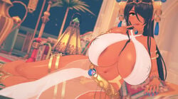 3d ancient_egypt ancient_egyptian breasts crown dark_skin egypt egyptian egyptian_female farah green_eyes hair_over_one_eye huge_breasts koikatsu large_breasts legend_of_queen_opala milf orgy