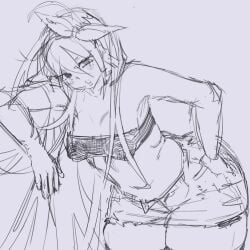 1girls aubrey_(omori) blondemaiden omori partially_clothed sketch tagme