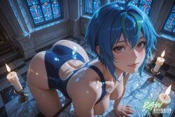 1girl ai_generated anime artist_name beautiful beauty big_breasts blue_hair blush breasts ecchi female hentai hi_res high_quality high_resolution high_school_dxd highres highschool_dxd naked nsfw nude nude_female partially_clothed patreon_username rawdiffusion rule34 solo stable_diffusion tits uncensored watermark xenovia_quarta