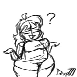 1girls chubby derp derp777 dress fat friday_night_funkin girlfriend_(friday_night_funkin) long_hair no_color obese question_mark shitpost tagme white_background