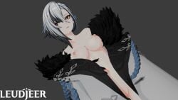 arlecchino_(genshin_impact) big_breasts boobs_out coat genshin_impact half-dressed leudjeer pussy solo_female