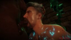 3d 3d_animation 3d_model animated big_penis blowjob daddy dark-skinned_male dead_by_daylight dilf gay gay_blowjob glowing_markings glowing_tattoo interracial looking_at_partner looking_up male male/male on_knees oral penis penis_in_mouth piercing rysxxx sound sucking sucking_penis tagme tattoo video vittorio_toscano white_hair