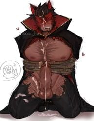 1boy anon aroused_male bara cum cum_on_body cumshot digital_drawing_(artwork) digital_media_(artwork) dripping_cum forsaken forsaken_(roblox) hairy_male leaking_cum male male_only masturbation muscular muscular_male nosferatu_(forsaken) orgasm partially_clothed_male partially_nude qqr_swy roblox solo solo_focus solo_male sweaty tied_up vampire