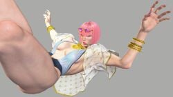 3d artist_request athletic athletic_female big_breasts blue_eyes bob_cut breasts busty cleavage female female_focus female_only hourglass_figure manon_legrand pink_hair pinup pinup_pose short_hair street_fighter swimsuit tagme wide_hips