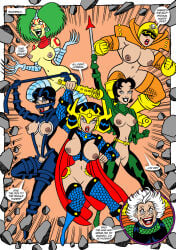 6girls barda_free bernadeth big_barda big_breasts breasts breasts_out dc dc_comics elderly_female female female_furies female_only goddess granny_goodness group lashina mad_harriet mister_miracle_(series) multiple_girls new_gods nipples older_female revealing_clothes stompa thin_waist tiny_waist yellow_skin younger_female