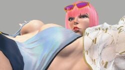 3d artist_request athletic athletic_female big_breasts blue_eyes bob_cut breasts busty cleavage female female_focus female_only hourglass_figure manon_legrand pink_hair pinup pinup_pose short_hair street_fighter swimsuit tagme wide_hips