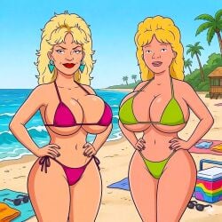 ai_generated big_breasts bikini breasts_bigger_than_head king_of_the_hill leanne_platter looking_at_viewer luanne_platter mother_and_daughter thighs