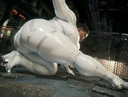 butt buzz_cut chubby dark-skinned_female dark_skin edit fat high_heels skin_tight stellar_blade white_clothing